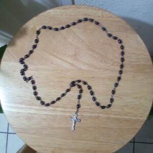 Religious antique black Rosary plastic